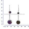 Natural Purple Copper Turquoise Gemstone 925 Solid Silver Earring Jewelry